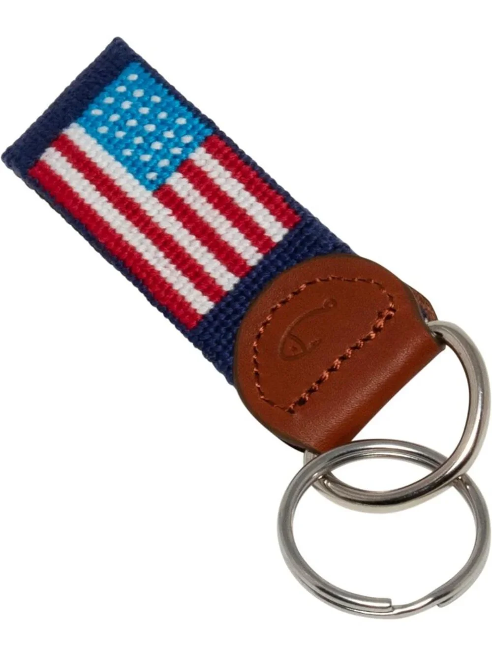 Hand-Stitched Leather Needlepoint Key Fob | Stylish Key Chain Accessory